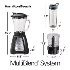 Blenders Hamilton Beach Multiblend 52 Oz. 6-Speed Black Countertop Blender With Glass Jar And Travel Jar And Food Chopper -MegaChef Sales Shop black hamilton beach countertop blenders 58242 76 1000