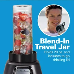 Blenders Hamilton Beach Multiblend 52 Oz. 6-Speed Black Countertop Blender With Glass Jar And Travel Jar And Food Chopper -MegaChef Sales Shop black hamilton beach countertop blenders 58242 fa 1000