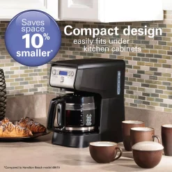 Coffee Makers Hamilton Beach Compact 12-Cup Black Programmable Drip Coffee Maker -MegaChef Sales Shop black hamilton beach drip coffee makers 46200 1f 1000