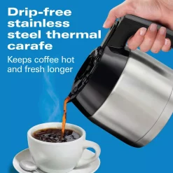 Coffee Makers Hamilton Beach 8-Cup Black Programmable Coffee Maker With Thermal Carafe -MegaChef Sales Shop black hamilton beach drip coffee makers 46240 1f 1000