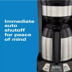 Coffee Makers Hamilton Beach 8-Cup Black Programmable Coffee Maker With Thermal Carafe -MegaChef Sales Shop black hamilton beach drip coffee makers 46240 66 1000