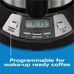 Coffee Makers Hamilton Beach 8-Cup Black Programmable Coffee Maker With Thermal Carafe -MegaChef Sales Shop black hamilton beach drip coffee makers 46240 76 1000