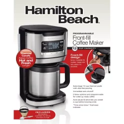 Coffee Makers Hamilton Beach 12-Cup Black Programmable Front-Fill Coffee Maker With Thermal Carafe -MegaChef Sales Shop black hamilton beach drip coffee makers 46391 4f 1000