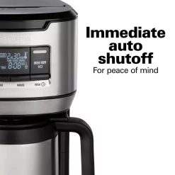 Coffee Makers Hamilton Beach 12-Cup Black Programmable Front-Fill Coffee Maker With Thermal Carafe -MegaChef Sales Shop black hamilton beach drip coffee makers 46391 76 1000
