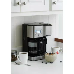 Coffee Makers Hamilton Beach 12-Cup Programmable Black Coffee Maker With Hot Water Dispenser -MegaChef Sales Shop black hamilton beach drip coffee makers 49982 66 1000