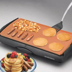 Electric Skillets & Indoor Grills Hamilton Beach 200 Sq In. Black Durathon Ceramic Griddle -MegaChef Sales Shop black hamilton beach electric griddles 38518r 31 1000