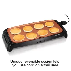 Electric Skillets & Indoor Grills Hamilton Beach Reversible 200 Sq. In. Black Durathon Ceramic Griddle -MegaChef Sales Shop black hamilton beach electric griddles 38519r 44 1000