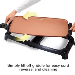 Electric Skillets & Indoor Grills Hamilton Beach Reversible 200 Sq. In. Black Durathon Ceramic Griddle -MegaChef Sales Shop black hamilton beach electric griddles 38519r 4f 1000