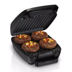 Electric Skillets & Indoor Grills Hamilton Beach 60 Sq. In. Black Removable Plate Indoor Grill With Removable Cooking Plates -MegaChef Sales Shop black hamilton beach indoor grills 25357 1f 1000