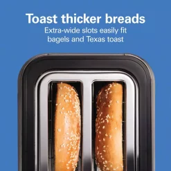 Toasters Hamilton Beach Expert Toast 900 W 2-Slice Black And Stainless Steel Wide Slot Toaster -MegaChef Sales Shop black hamilton beach pop up toasters 22994 76 1000