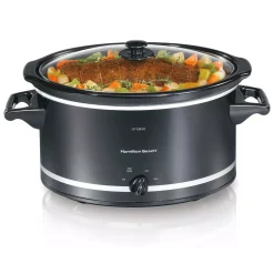 Cookers Hamilton Beach 8 Qt. Black Slow Cooker With Temperature Settings And Glass Lid -MegaChef Sales Shop black hamilton beach slow cookers 33182 44 1000