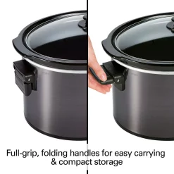 Cookers Hamilton Beach 10 Qt. Black Slow Cooker With Folding Handles -MegaChef Sales Shop black hamilton beach slow cookers 33191 4f 1000