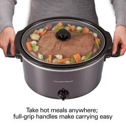 Cookers Hamilton Beach 10 Qt. Black Slow Cooker With Folding Handles -MegaChef Sales Shop black hamilton beach slow cookers 33191 76 1000