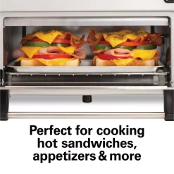 Toasters Hamilton Beach Toastation 1300 W 2-Slice Black And Gray Toaster Oven With Top Toasting Slot -MegaChef Sales Shop black hamilton beach toaster ovens 22723 fa 1000