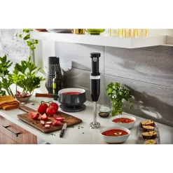 Blenders KitchenAid Cordless Variable Speed Black Matte Hand Blender With Chopper And Whisk Attachment -MegaChef Sales Shop black matte kitchenaid immersion blenders khbbv83bm 1f 1000