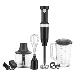 Blenders KitchenAid Cordless Variable Speed Black Matte Hand Blender With Chopper And Whisk Attachment -MegaChef Sales Shop black matte kitchenaid immersion blenders khbbv83bm 4f 1000