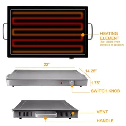 Food Warmers MegaChef Electric Black Warming Tray With Adjustable Temperature Controls -MegaChef Sales Shop black megachef buffet servers 985111968m 4f 1000