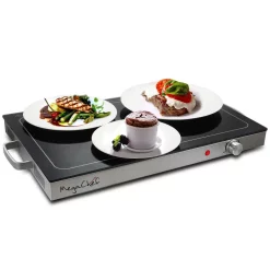 Food Warmers MegaChef Electric Black Warming Tray With Adjustable Temperature Controls