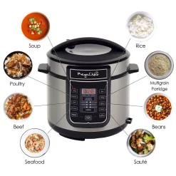 Cookers MegaChef 6 Qt. Black Electric Pressure Cooker With Built-In Timer -MegaChef Sales Shop black megachef electric pressure cookers 98599675m 1f 1000