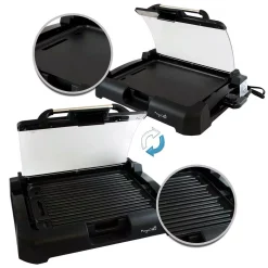 Electric Skillets & Indoor Grills MegaChef 165 Sq. In. Black Reversible Indoor Grill And Griddle With Removable Lid -MegaChef Sales Shop black megachef indoor grills 985101713m 66 1000