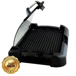 Electric Skillets & Indoor Grills MegaChef 165 Sq. In. Black Reversible Indoor Grill And Griddle With Removable Lid -MegaChef Sales Shop black megachef indoor grills 985101713m c3 1000
