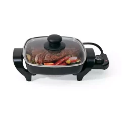 Electric Skillets & Indoor Grills Nesco 8 In. Black Non-Stick Electric Skillet With Heat Resistant Handles -MegaChef Sales Shop black nesco electric skillets es 08 44 1000