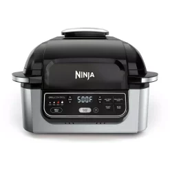 Electric Skillets & Indoor Grills NINJA Foodi 5-in-1 Black Stainless Indoor Grill With 4 Qt. Air Fryer, Roast, Bake, Dehydrate And Cyclonic Grilling Technology