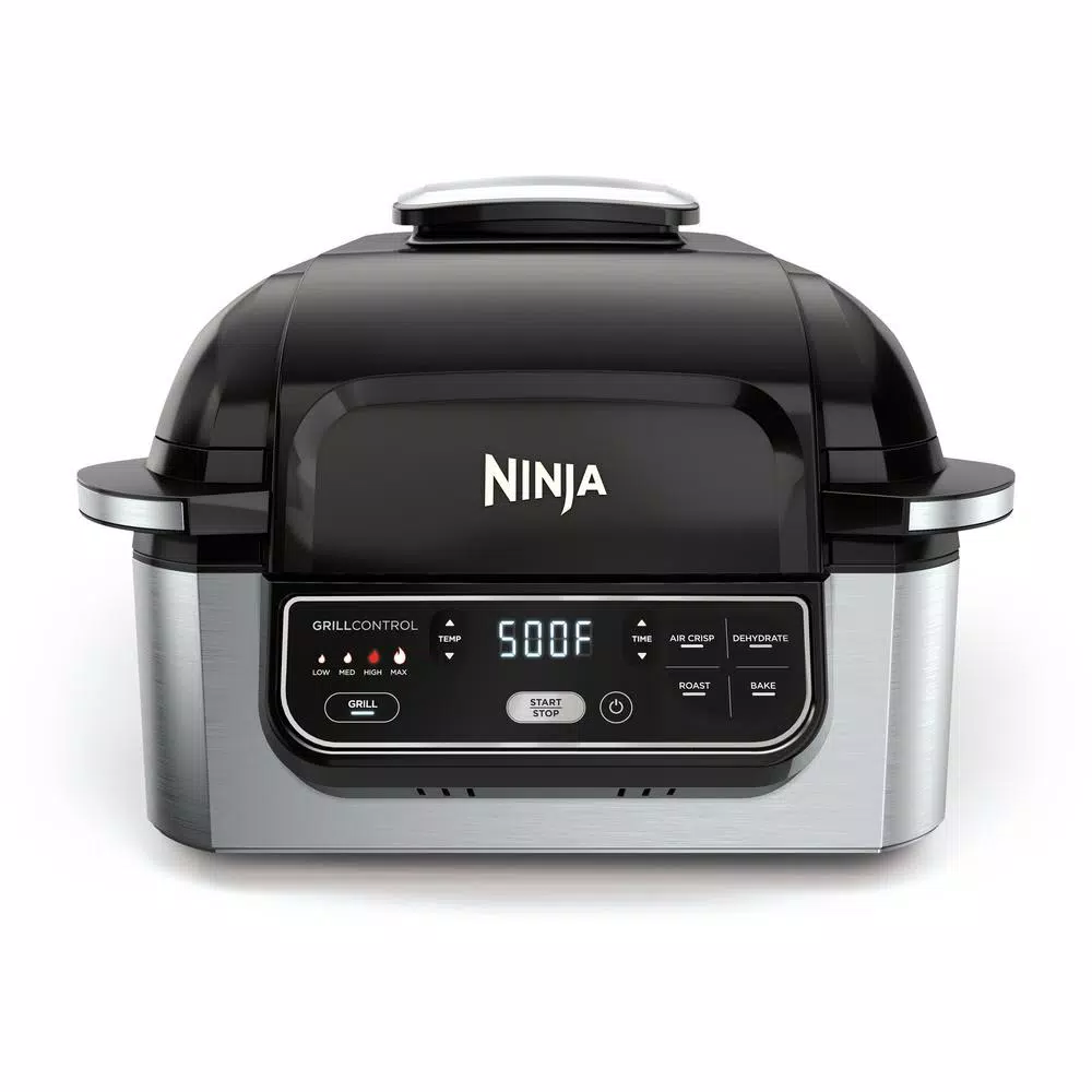 Electric Skillets & Indoor Grills NINJA Foodi 5-in-1 Black Stainless Indoor Grill With 4 Qt. Air Fryer, Roast, Bake, Dehydrate And Cyclonic Grilling Technology 1 Electric Skillets & Indoor Grills NINJA Foodi 5-in-1 Black Stainless Indoor Grill With 4 Qt. Air Fryer, Roast, Bake, Dehydrate And Cyclonic Grilling Technology