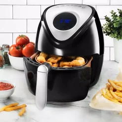 Air Fryers Gotham Steel 4 Qt. (3.8 L) Ti-Cerama Coating Non-Stick Digital Air Fryer -MegaChef Sales Shop black non stick gotham steel air fryers 2356 1f 1000