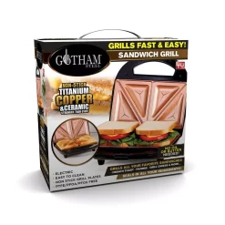 Electric Skillets & Indoor Grills Gotham Steel Ti-Ceramic Black Non-Stick Sandwich Maker -MegaChef Sales Shop black nonstick ti ceramic coating gotham steel panini presses 2108 c3 1000