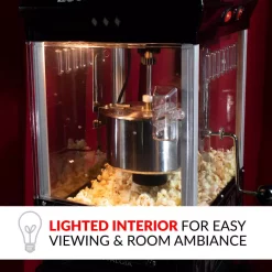 Popcorn Machines Nostalgia 300 W 2.5 Oz. Black Popcorn Cart With 5 Qt. Popcorn Bowl -MegaChef Sales Shop black nostalgia popcorn machines kpm220ctbk 1f 1000