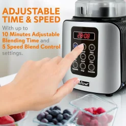 Blenders NutriChef 57 Oz. 5-Speed Black Digital Countertop Blender With Pulse Blend, Adjustable Time And Speed Settings -MegaChef Sales Shop black nutrichef countertop blenders ncbl1700 4f 1000