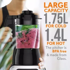 Blenders NutriChef 59 Oz. 9-Speed Black Digital Countertop Blender With Heat, Adjustable Time/Temperature/Speed Settings -MegaChef Sales Shop black nutrichef countertop blenders ncblsm150 c3 1000