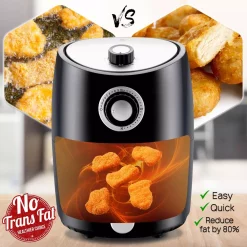 Toasters NutriChef Black Countertop Air Fryer Oven Cooker Healthy Kitchen Convection Air Fry Cooking -MegaChef Sales Shop black nutrichef toaster ovens pkairfr18 1f 1000