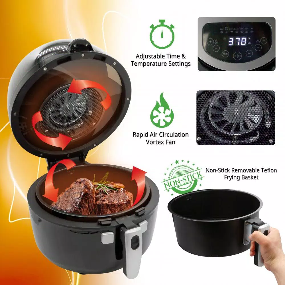 Toasters NutriChef Black Countertop Oven Air Fry Cooker Healthy Kitchen Air Fryer Convection Cooking 5 Toasters NutriChef Black Countertop Oven Air Fry Cooker Healthy Kitchen Air Fryer Convection Cooking - Image 5