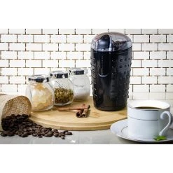 Coffee Makers Ovente 2.5 Oz. Black One-Touch Electric Coffee Grinder With Transparent Easy Open Lid And Stainless Steel Blades -MegaChef Sales Shop black ovente coffee grinders cg225b 31 1000