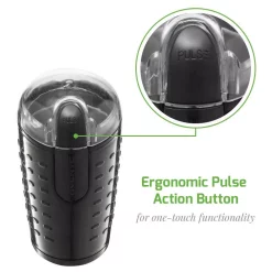 Coffee Makers Ovente 2.5 Oz. Black One-Touch Electric Coffee Grinder With Transparent Easy Open Lid And Stainless Steel Blades -MegaChef Sales Shop black ovente coffee grinders cg225b 44 1000