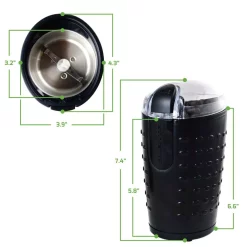 Coffee Makers Ovente 2.5 Oz. Black One-Touch Electric Coffee Grinder With Transparent Easy Open Lid And Stainless Steel Blades -MegaChef Sales Shop black ovente coffee grinders cg225b 76 1000