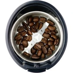 Coffee Makers Ovente 2.5 Oz. Black One-Touch Electric Coffee Grinder With Transparent Easy Open Lid And Stainless Steel Blades -MegaChef Sales Shop black ovente coffee grinders cg225b 77 1000