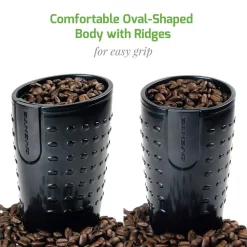 Coffee Makers Ovente 2.5 Oz. Black One-Touch Electric Coffee Grinder With Transparent Easy Open Lid And Stainless Steel Blades -MegaChef Sales Shop black ovente coffee grinders cg225b fa 1000