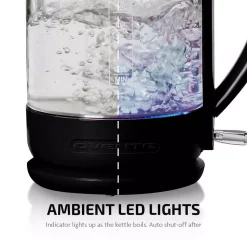 Electric Kettles Ovente 6.3-Cup Black Glass Electric Kettle With ProntoFill Technology – Fill Up With The Lid On -MegaChef Sales Shop black ovente electric kettles kg516b fa 1000