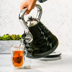 Electric Kettles Ovente 7.1-Cup Black Electric Kettle With Boil-Dry Protection And Auto Shut-Off, Cleo Collection (KS755B) -MegaChef Sales Shop black ovente electric kettles ks755b 31 1000