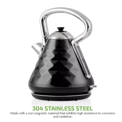 Electric Kettles Ovente 7.1-Cup Black Electric Kettle With Boil-Dry Protection And Auto Shut-Off, Cleo Collection (KS755B) -MegaChef Sales Shop black ovente electric kettles ks755b 44 1000