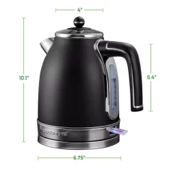 Electric Kettles Ovente 7.2-Cup Black Stainless Steel Electric Kettle With Removable Filter, Boil Dry Protection And Auto Shut Off Features -MegaChef Sales Shop black ovente electric kettles ks777b fa 1000