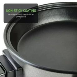 Electric Skillets & Indoor Grills Ovente 12 In. Black Non Stick Electric Skillet Aluminum Body And Tempered Glass Lid, Removable Temperature Knob -MegaChef Sales Shop black ovente electric skillets sk11112b 44 1000