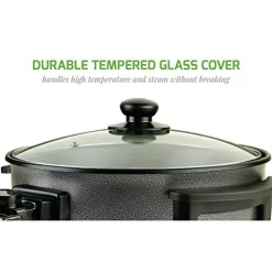 Electric Skillets & Indoor Grills Ovente 12 In. Black Non Stick Electric Skillet Aluminum Body And Tempered Glass Lid, Removable Temperature Knob -MegaChef Sales Shop black ovente electric skillets sk11112b 4f 1000