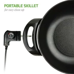 Electric Skillets & Indoor Grills Ovente 13 In. Black Non-Stick Electric Skillet With Aluminum Body Adjustable Temperature Controller Tempered Glass Cover -MegaChef Sales Shop black ovente electric skillets sk3113b 1f 1000