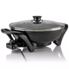 Electric Skillets & Indoor Grills Ovente 13 In. Black Non-Stick Electric Skillet With Aluminum Body Adjustable Temperature Controller Tempered Glass Cover