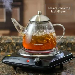 Food Warmers Ovente 1000-Walt (120-Volt) Single Burner 6 In. Hot Plate Black Adjustable Temperature Control -MegaChef Sales Shop black ovente hot plates bgc101b 44 1000