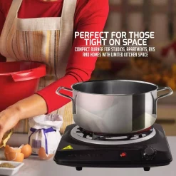 Food Warmers Ovente 1000-Walt (120-Volt) Single Burner 6 In. Hot Plate Black Adjustable Temperature Control -MegaChef Sales Shop black ovente hot plates bgc101b 76 1000